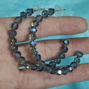 Iridescent Crystal Hoop Earrings
